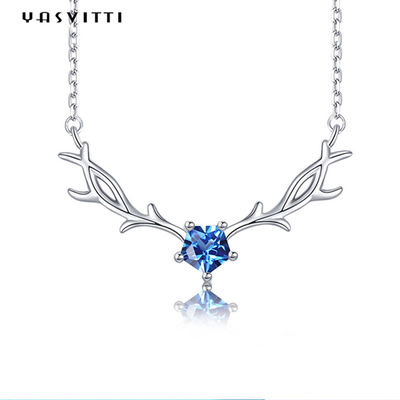 ট্রেন্ডি Hypoallergenic 45cm 2.8g Deer Antler Pendant Necklace Real Silver Necklace SGS