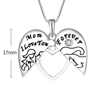 ইয়াসভিটি ৯২৫ স্টার্লিং সিলভার মা আমি তোমাকে চিরকাল ভালবাসি হার্ট মেডেল্যান্ট দুল মহিলাদের জন্য নেকলেস