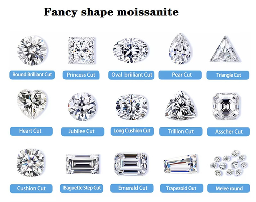 সাদা স্বচ্ছ গয়না রঙ Moissanite হার্ট তীর Radiant রিং কাটা