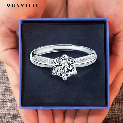 22.1mm 2.52g ডায়মন্ড বিবাহের রিং উৎসব Moissanite মহিলাদের ডায়মন্ড ব্যান্ড রিং