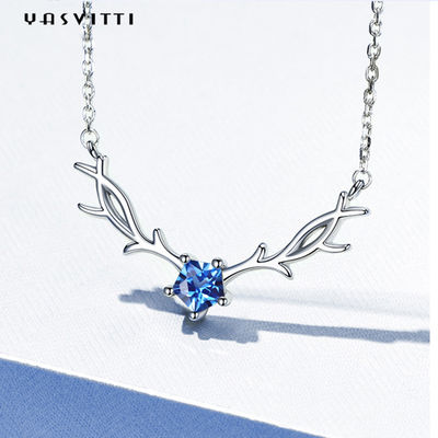 ট্রেন্ডি Hypoallergenic 45cm 2.8g Deer Antler Pendant Necklace Real Silver Necklace SGS