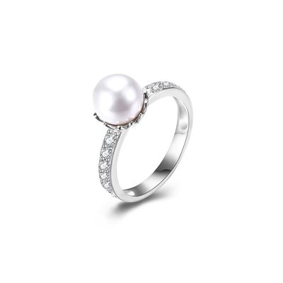 15.8 মিমি 1.38 গ্রাম মুক্তা আকৃতির ডায়মন্ড রিং ODM Fiancée Sterling Silver Ring