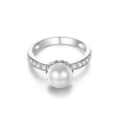 15.8 মিমি 1.38 গ্রাম মুক্তা আকৃতির ডায়মন্ড রিং ODM Fiancée Sterling Silver Ring