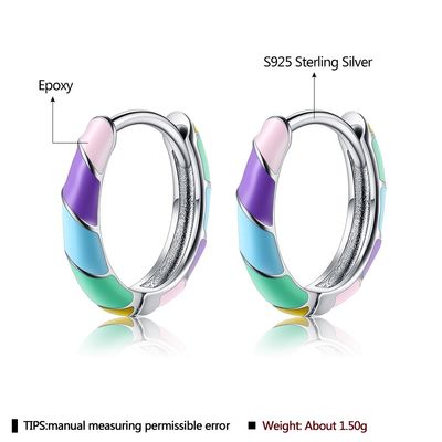 2.5x20mm 1 গ্রাম স্টার্লিং সিলভার গয়না কানের দুল S925 রঙিন হুপ কানের দুল ODM