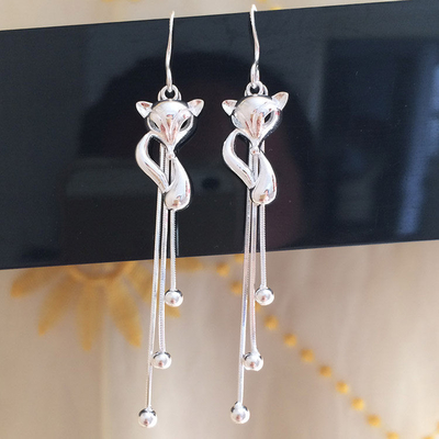 990 স্টার্লিং সিলভার গয়না কানের দুল 7.1cm 0.19oz লম্বা ট্যাসেল ড্রপ কানের দুল
